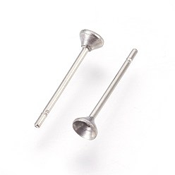 Stainless Steel Color 304 Stainless Steel Post Stud Earring Settings, for Pointed Back Xilion Rivoli Rhinestone, Stainless Steel Color, Fit For: 2.5mm Rhinestone, 13.5x3mm, Pin: 0.6mm