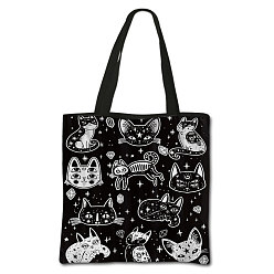 Cat Shape Gothic Printed Polyester Shoulder Bags, Square, Cat Shape, 71.5cm, Bag: 395x395cm
