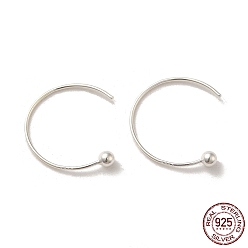 Silver 925 Sterling Silver Earring Hooks, Balloon Ear Wire, with S925 Stamp, Silver, 20 Gauge, 18mm, Pin: 0.8mm