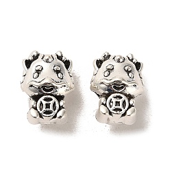 Antique Silver Tibetan Style Alloy European Beads, Large Hole Beads, Cadmium Free & Lead Free, Dragon, Antique Silver, 14x10x9mm, Hole: 4mm, about 327pcs/1000g