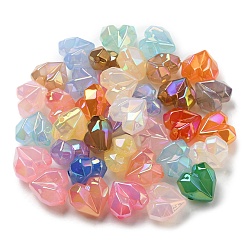 Mixed Color UV Plating Imitation Jelly Acrylic Beads, Iridescent, Faceted, Heart, Mixed Color, 20.5~21x20.5x13.5mm, Hole: 2.6mm
