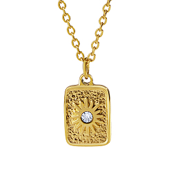 Настоящее золото 18K Стильные 304 подвески-солнечные лучи из нержавеющей стали для женщин на каждый день, реальный 18 k позолоченный, 17.72 дюйм (45 см)