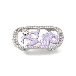 лаванда Латунные хрустальные стразы овальные со скелетом дракона многорядные звенья, Эмаль стиле, без кадмия и без свинца, стойки покрытие, платина, лаванда, 9x20x5 мм, отверстие : 2 мм