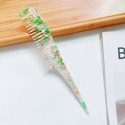 Floral Green Marble Texture Anti-Static Hair Comb with Acetate Tail for European and American Hairstyles