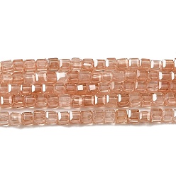 Dark Salmon Cubic Zirconia Bead Strands, Faceted Square, Dark Salmon, 2.5x2.5x2.5mm, Hole: 0.6mm, about 159~160pcs/strand, 14.57''~14.76''(37~37.5cm)