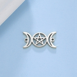 Moon 304 Stainless Steel Connector Charms, Stainless Steel Color, Triple Moon, 9.90x20.20mm