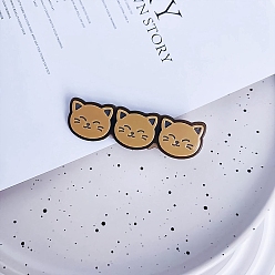 BurlyWood Cute Cat Cellulose Acetate(Resin) Alligator Hair Clips, with Alloy Clips, for Women Girls, BurlyWood, 20x70mm