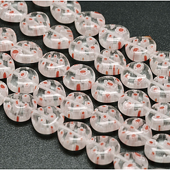 Pink Ручной Millefiori сердце стекла из бисера пряди, розовые, 12x12x3.5 мм, отверстие : 1 мм