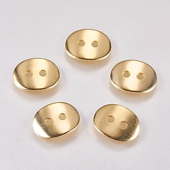 Oro 201 botón de acero inoxidable, oval, dorado, 14x10.5x1 mm, agujero: 1.5 mm