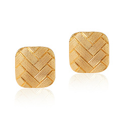 KE1018 Irregular geometric square stripe pattern temperament earrings - s925 silver needle metal texture personality earrings.