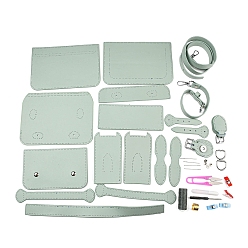Pale Turquoise DIY Knitting Crochet Bag Making Kit, Including Cowhide Leather Bag Accessories, Pale Turquoise, 6.5x18.5x14.5cm