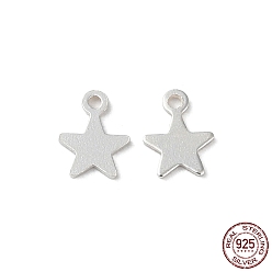 Silver 925 Sterling Silver Star Chain Extender Drops, Chain Tabs, Silver, 6.5x5x0.5mm, Hole: 0.8mm