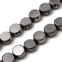 Металлическо-черное Гальванопокрытие Стеклянные бусины с гальваническим покрытием , барабан, граненые, покрытие черного цвета металла, 10x5 мм, отверстие : 1 мм, около 43 шт / нитка, 15.75~16.14'' (40~41 см)