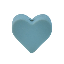Gray Heart Food Grade Silicone Beads, Silicone Teething Beads, Gray, 14x14mm