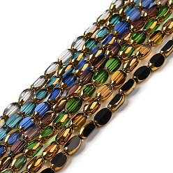 Mixed Color Electroplate Transparent Glass Beads Strands, Faceted Oval, Mixed Color, 7x4.5x3.5mm, Hole: 1mm, about 50pcs/strand, 12.99''(33cm)