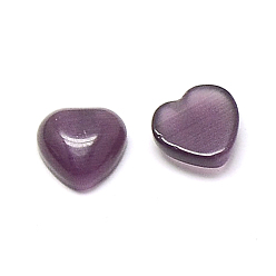 Purple Cat Eye Cabochons, Heart, Purple, 12x12x3mm