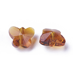 Chocolate Transparent Glass Beads, Faceted, Butterfly, Chocolate, 6.5x8x5.5mm, Hole: 1mm