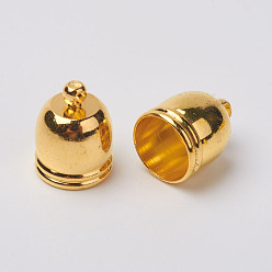 Golden Brass Cord Ends, End Caps, Golden, 13.5x10mm, Hole: 1.8mm, Inner Diameter: 9mm