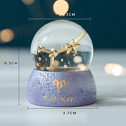 Aries Zodiac Gifts, Constellations Snow Globe, Crystal Sphere House Gifts Desktop Decor, Crystal Ball Birthday Present with Base, Aries, 45x30x37mm