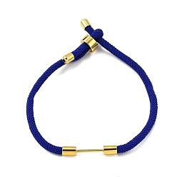 Синий Плетеный браслет из нейлонового шнура, с латунной фурнитурой , реальный 18 k позолоченный, синие, 9-1/2 дюйм (24 см), ссылка: 24x4 mm