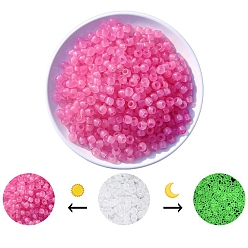Hot Pink Luminous Acrylic Beads, Glow in the Dark, for DIY Jewelry Accessories, Column, Hot Pink, 8x6mm, Hole: 3.5mm, about 700pcs/bag