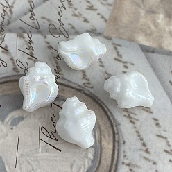 White Opaque Czech Glass Beads, Conch Shape, White, 15x12mm