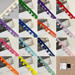 (52) Непрозрачная лаванда 60 ярдов 15 цветов полиэстер разноцветный помпон бахрома, обложка pom pom, кружевная лента, с 2шт. картонной демонстрационной карточкой, разноцветные, 7/8 дюйм (22 мм), 4 ярды/цвета