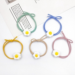 Mixed Color Girls Hair Accessories, Poached Egg Resin Elastic Hair Ties, Ponytail Holder, Mixed Color, 50mm