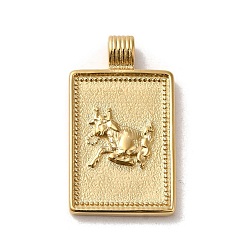 Aries 304 Stainless Steel Pendants, Rectangle with Constellations, Real 14K Gold Plated, Aries, 25x14x2mm, Hole: 2mm
