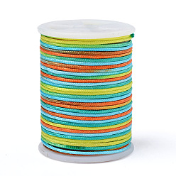 Coloré Fil de polyester teint par segment, cordon tressé, colorées, 1mm, environ 7.65 yards (7m)/rouleau