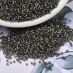 (DB1773) Сверкающий Серый AB на Бежевой Подкладке Бусины miyuki delica, цилиндр, японский бисер, 11/0, (дБ 1773) сверкающий бежевый серый, 1.3x1.6 мм, отверстие : 0.8 мм, Около 2000 шт / 10 г