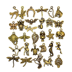 Antique Bronze Alloy Pendants, Mixed Shape, Antique Bronze, 5~30mm, Hole: 5mm, 30pcs/bag