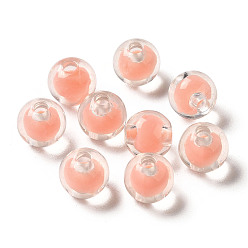 Light Salmon Transparent Acrylic Beads, Bead in Bead, Round, Light Salmon, 7.5x7mm, Hole: 2mm, about: 2083pcs/500g