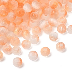 Orange Backfarbe Glasperlen, Cateye Katzenauge Imitat, Runde, Ton zwei, orange, 3x4 mm, Bohrung: 1.4 mm, ca. 13333 Stk. / 1000 g