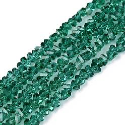 чирок Прозрачные стеклянные бусины, треугольные, граненые, зелено-синие, 2~2.5x3.5~4x3.5~4 мм, отверстие : 0.8 мм, около 126~132 шт / нитка, 13.78~14.96'' (35~38 см)
