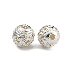Серебро Сплава полые шарики, круглые с бабочкой, без кадмия и без свинца, серебряные, 8x7~8 мм, отверстие : 1.5~2 мм