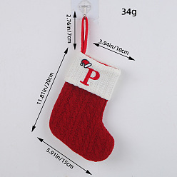 FF1-16/P Classic Red Letter Christmas Stocking Knitted Holiday Decoration Ornament.