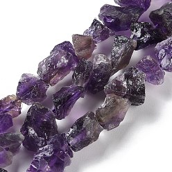 Amethyst Raw Rough Natural Amethyst Beads Strands, Nuggets, 4~11x4.5~14.5x4.5~14.5mm, Hole: 0.8mm, about 41~43pcs/strand, 15.35~15.94''(39~40.5cm)
