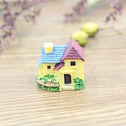 Champagne Yellow Resin Villa House Figurines Display Decorations, Micro Landscape Garden Decoration, Champagne Yellow, 20x25x30mm