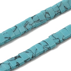Sky Blue Synthetic Turquoise Beads Strands, 2-Hole, Rectangle, Sky Blue, 2.5~3x5x2.5mm, Hole: 0.8mm, about 138~140pcs/strand, 15.28''~15.31''(38.8~38.9cm)