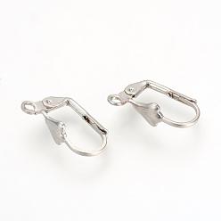 Platinum Brass Leverback Earring Findings, with Loop, Platinum, 17x5.5x10.5mm, Hole: 1.5mm, Pin: 1mm