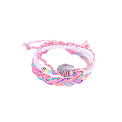 Cake #1 Colorful Candy Beaded Bracelet Set with Alloy Pendants - 3 Piece Jewelry Collection