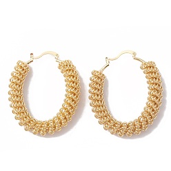 Real 18K Gold Plated Brass Wire Wrap Spiral Oval Hoop Earrings for Women, Real 18K Gold Plated, 51x42x9mm, Pin: 0.8mm