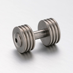 Stainless Steel Color 201 Stainless Steel Beads, Sports Beads, Dumbbell, Stainless Steel Color, 19x11mm, Hole: 2mm