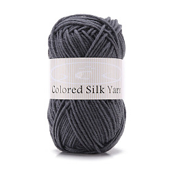 Gray 4-Ply Milk Cotton Polyester Yarn for Tufting Gun Rugs, Amigurumi Yarn, Crochet Yarn, for Sweater Hat Socks Baby Blankets, Gray, 2mm, about 92.96 Yards(85m)/Skein