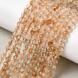 Желтый Кварц Природный желтый кварц нитей бисера, граненые, круглые, 4 мм, отверстие : 0.7 мм, около 88 шт / нитка, 14.96'' (38 см)