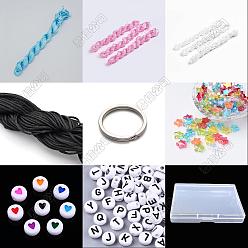 (52) Непрозрачная лаванда Наборы для изготовления брелоков в форме звезды своими руками, включая 304 кольца для ключей из нержавеющей стали, Нейлоновая нить, Акриловые бусины, разноцветные, 30x3 мм, 20 шт