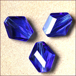 Blue Imitation Austrian Crystal Beads, Grade AAA, Faceted, Rhombus, Blue, 9.5x8x4mm, Hole: 0.9~1mm