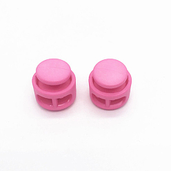 Hot Pink Nylon Cord Locks Clip Ends, Double Hole Drawstring Stopper Fastener Buttons, Hot Pink, 1.7cm, Hole: 6mm