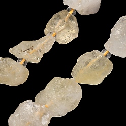 Lemon Quartz Natural Lemon Quartz Beads Strands, Heated, Raw Rough, Nuggets, with Seed Beads, 13~23x12~16x6~13mm, Hole: 1mm, about 11~13pcs/strand, 7.44''(18.9cm)~7.99''(20.3cm)